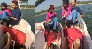 Girlfriend Kissing With Boyfriend In Boating