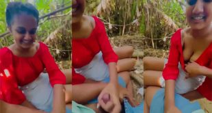 Cute Girl Giving Handjob outdoor